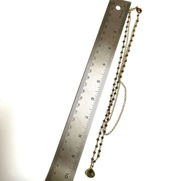 Labradorite double strand teardrop pendant necklace - Picture 8 of 10